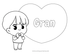 Free colouring Cute Heart Cute I love you. Big heart