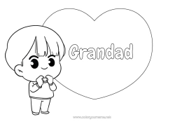 Free colouring Cute Heart Cute I love you. Big heart