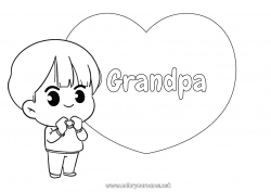 Child coloring page Cute Heart Kawaii I love you Big heart