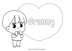 Child coloring page Cute Heart Kawaii I love you Big heart