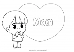 Child coloring page Cute Heart Kawaii I love you Big heart