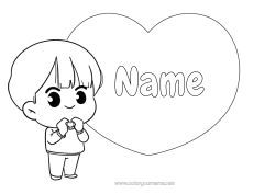 Free colouring Cute Heart Cute I love you. Big heart