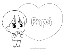 Colorear gratis Lindo Corazón Kawaii Te amo Gran corazón