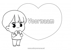 Gratis kleurplaat Schattig Hart Kawaii Ik hou van jou Groot hart