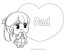 Free colouring Cute Heart Cute I love you. Big heart