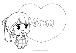 Free colouring Cute Heart Cute I love you. Big heart