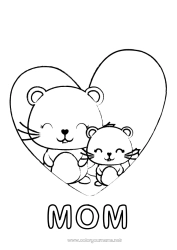 Child coloring page Heart Mum Grandma Mouse I love you Big heart 