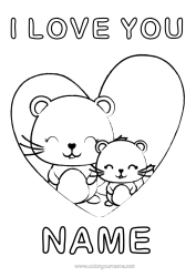 Free colouring Heart Mum Grandma Mouse I love you. Big heart