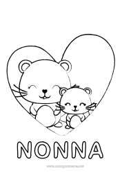 Pagina da colorare per bambini Cuore Mamma Nonna Topo Ti amo Grande cuore 