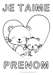 Coloriage gratuit Coeur Maman Mamie Souris Je t'aime Grand coeur 