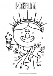 Coloriage à personnaliser Activités enfants Points à relier USA Statue de la liberté 4 juillet Monument Nombres à Relier