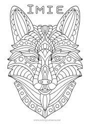 Kolorowanka do personalizacji Wilk Spokojny i zen Mandala Zwierzę Zwierzęta leśne