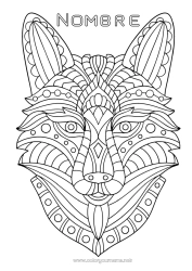 Colorear para personalizar Lobo Calma y zen Mandala Animales Animales del bosque