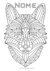 Desenho para personalizar Lobo Calmo e zen Mandala Animal Animais da floresta