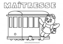 Coloriage enfant Véhicules Animal Train Panda Coloriages faciles Autres animaux du monde Transport en commun terrestres