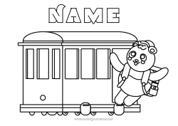 Free colouring Vehicles Animal Train Panda Easy colouring pages Other animals of the world Land public transport