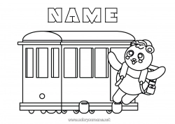 Free drawing Vehicles Animal Train Panda Easy coloring pages Other animals of the world Ground public transport