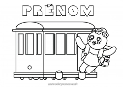 Coloriage gratuit Véhicules Animal Train Panda Coloriages faciles Autres animaux du monde Transport en commun terrestres