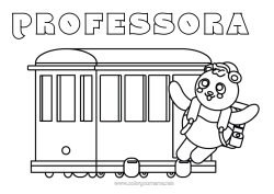 Desenho grátis Veículos Animal Trem Panda Desenhos para colorir fáceis Outros animais do mundo Transporte público terrestre