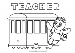 Child coloring page Vehicles Animal Train Panda Easy coloring pages Other animals of the world Ground public transport