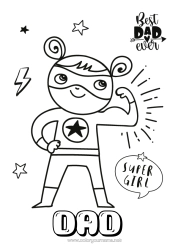 Free colouring Disguise Dad Girl Hero