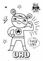 Child coloring page Fancy dress Dad Girl Hero