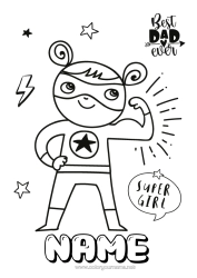 Free colouring Disguise Dad Girl Hero