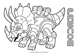 Coloriage gratuit Robot Dinosaures Animal Tricératops