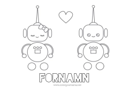 Gratis färgläggning Robot Hjärta Jag älskar dig. Alla hjärtans dag