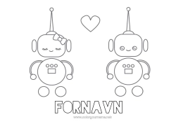 Gratis farvelægning Robot Hjerte Jeg elsker dig. Valentinsdag