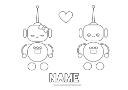 Colouring to customise Robot Heart I Love You. Valentine's Day