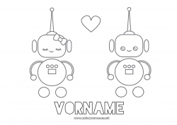 Kostenlose Malvorlage Roboter Herz Ich liebe dich Valentinstag