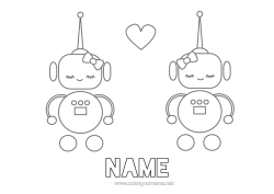 Colouring to customise Robot Heart I Love You. Valentine's Day