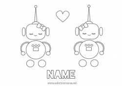 Free drawing Robot Heart I love you Valentine's Day