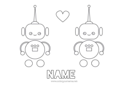 Free colouring Robot Heart I love you. Valentine's Day