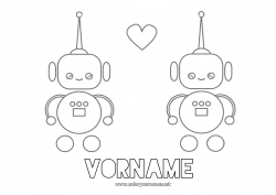 Kostenlose Malvorlage Roboter Herz Ich liebe dich Valentinstag