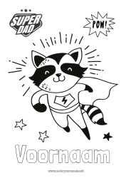 Gratis tekening Vermomming Papa Fijne verjaardag Held Bosdieren Superbadge Wasbeer