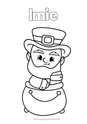 Kolorowanka do personalizacji Czarodziejski kocioł Irlandia Święto Świętego Patryka Leprechaun - Leprechaun