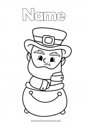 Free coloring Magic pot Ireland Saint Patrick's Day Leprechaun