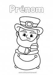 Coloriage à personnaliser Chaudron magique Irlande Fête de la Saint Patrick Leprechaun