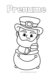 Desen liber de colorat Cazan magic Irlanda Sărbătoarea Sfântului Patrick Leprechaun