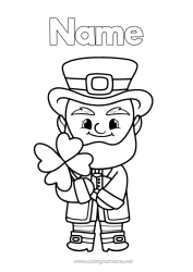 Free colouring Fortune Clover Ireland St Patrick's Day Leprechaun