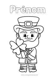 Coloriage gratuit Chance Trèfle Irlande Fête de la Saint Patrick Leprechaun