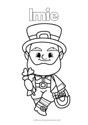 Kolorowanka do personalizacji Szansa Koniczyna Irlandia Leprechaun - Leprechaun