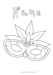 Free colouring Mask Carnival Mardi Gras