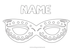 Colouring to customise Disguise Mask Carnival Mardi Gras