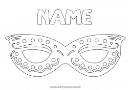 Free coloring Fancy dress Mask Carnival Shrove Tuesday