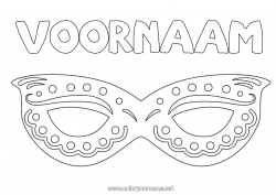 Gratis kleurplaat Vermomming Masker Carnaval Vastenavond