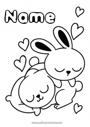 Free drawing Heart I love you Bunny Animal Valentine's Day Forest animals