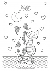 Child coloring page Heart Cat I love you Animal Dog and cat